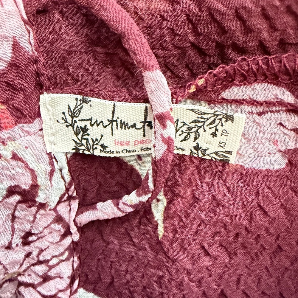 Free People Intimately if you say so burgundy pink floral kimono 23731 - Picture 8 of 12